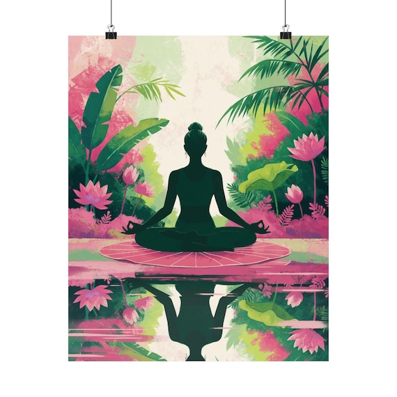 Yoga Wall Art Meditation Poster Mindfulness Yoga Decor Spiritual Woman Gift