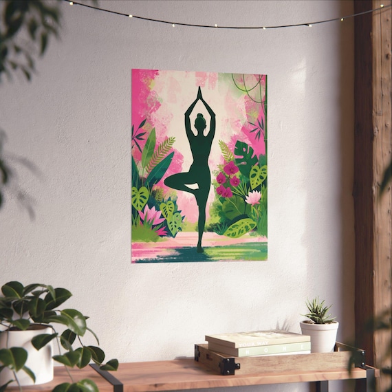 Yoga Pose Poster Tree Pose Vrksasana Tropical Wall Art