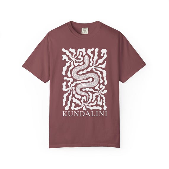 Kundalini Shirt Unisex Fit Meditation Tee With Snake and Abstract Boho Flowers