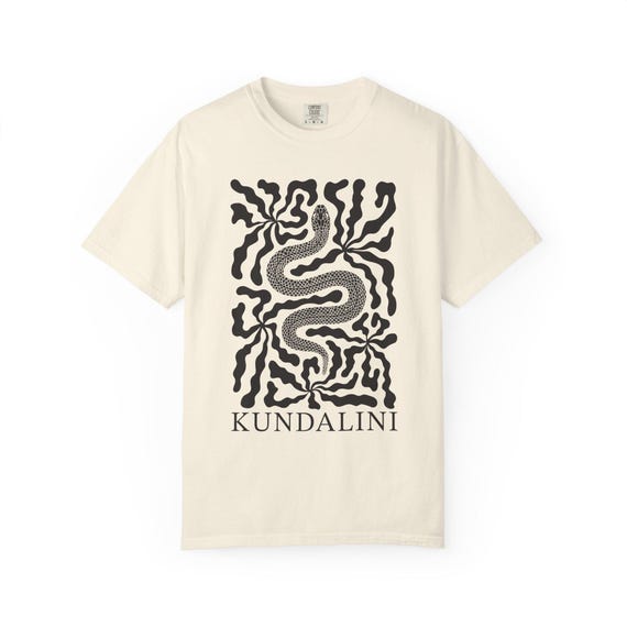 Kundalini Shirt Unisex Fit Meditation Tee With Snake and Abstract Boho Flowers