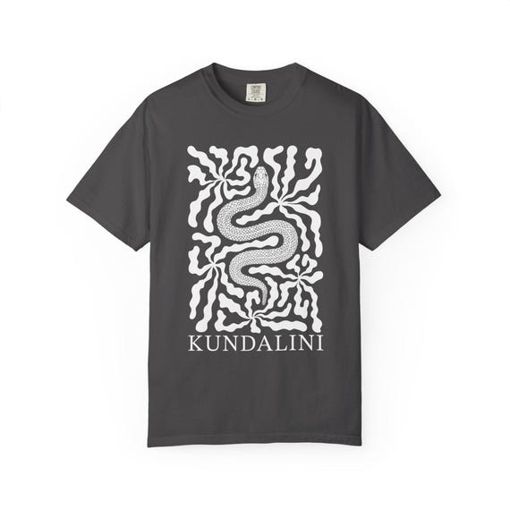 Kundalini Shirt Unisex Fit Meditation Tee With Snake and Abstract Boho Flowers