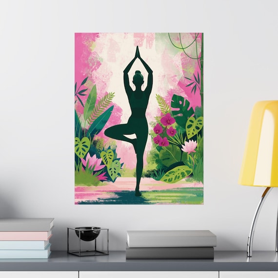 Yoga Pose Poster Tree Pose Vrksasana Tropical Wall Art