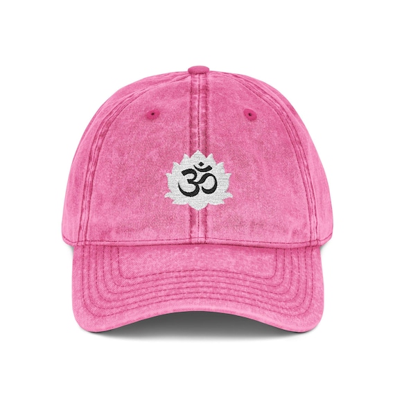 Om Aum Lotus Embroidered Cap Vintage Washed Baseball Hat