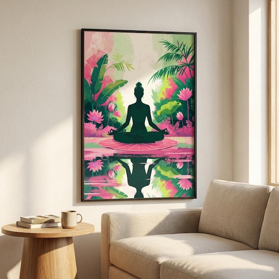 Yoga Wall Art Meditation Poster Mindfulness Yoga Decor Spiritual Woman Gift