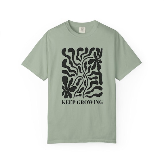 Positive Quote Keep Growing T-Shirt Mental Health Support Floral Boho Tee