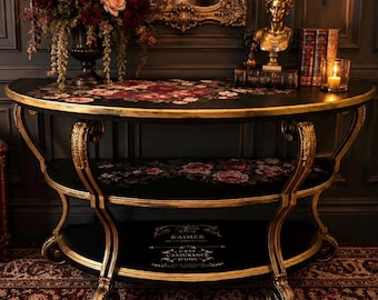 The Midnight Rosé; Gothic Victorian Three-Tier Console Table