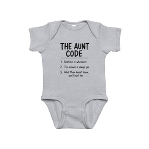 The Aunt Code Baby Bodysuit, Soft Cotton Onesie, Funny Infant Gift