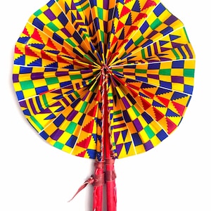 Foldable Kente Print Handheld Fan