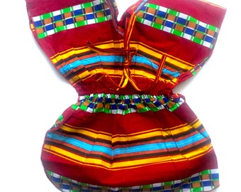 Kid's Kente Print Dress with Elasticated Waist