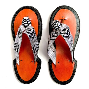 Women&#39;s Silver & Black Ahenema (Traditional Ghanaian Slippers)