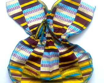 Kid's Kente Print Dress with Elasticated Waist