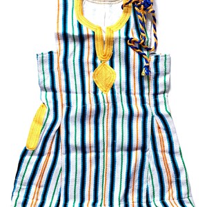 Girls Fugu Syle Dress - Cotton Woven, Northen Ghana, Traditional Top with  Rope Belt