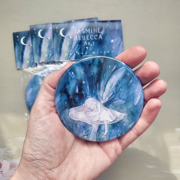 POCKET MIRROR Sleepy Faerie - Fairy toadstool mushroom magical art gift
