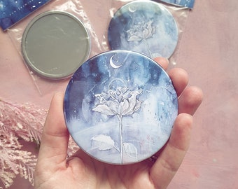 POCKET MIRROR Celestial Rose  - Ethereal magical moon art gift