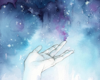 PRINT Stardust Celestial A4 night sky watercolor poster universe art