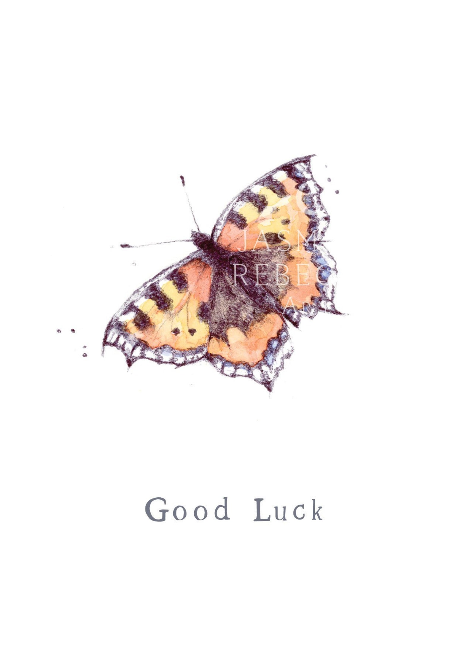 CARD Good Luck Butterfly greetings card with kraft envelope Etsy