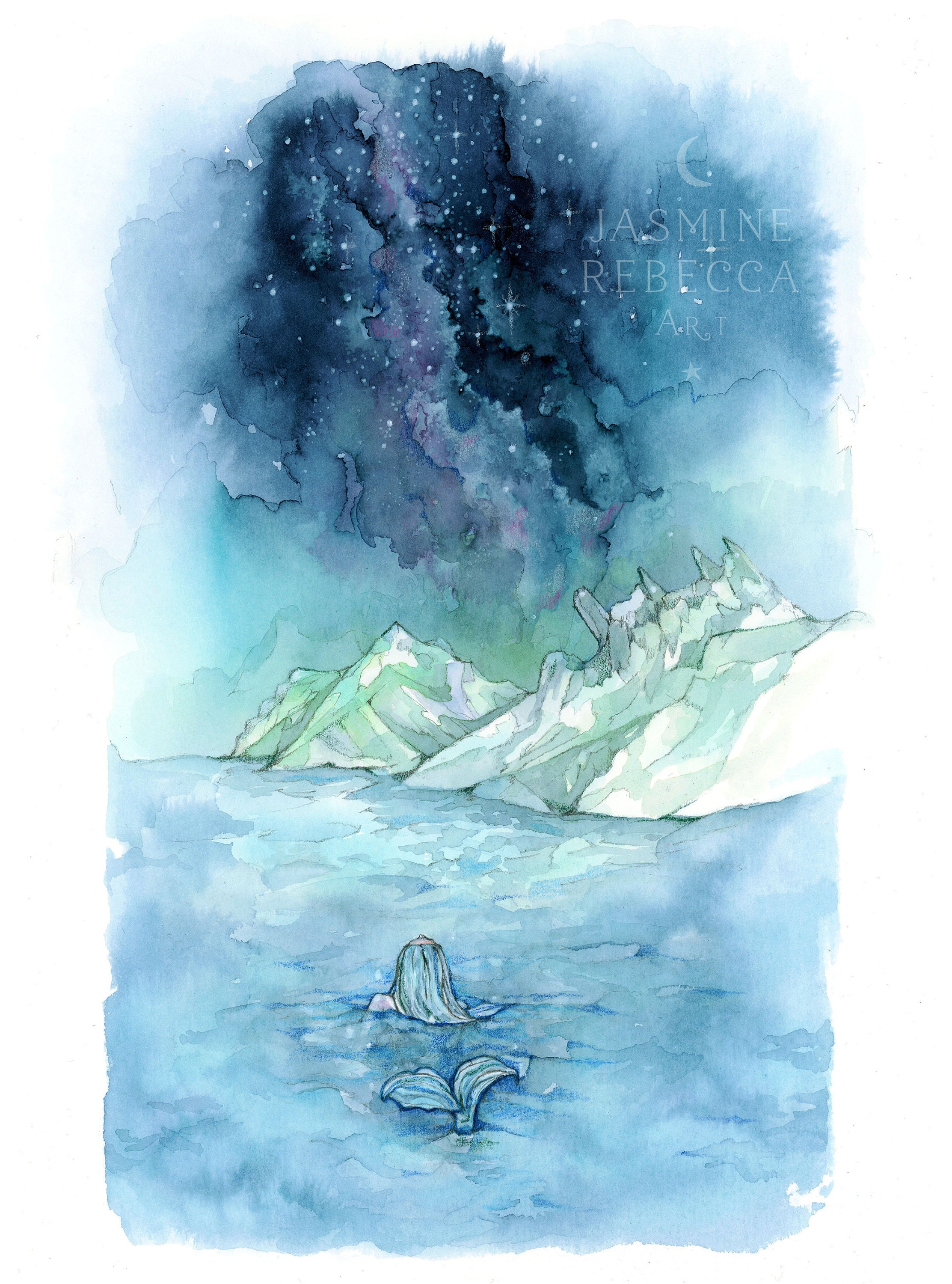 PRINT Cornish Mermaid print A4/A3 My Darling stars poster Etsy