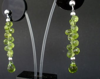 Peridot Faceted Briolette 925 Silver Earrings, August Birthstone,Peridot Briolette Dangle Earrings,Peridot Faceted Earrings