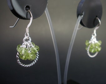 Peridot Cluster Earrings, Peridot Hoop Earrings,Peridot Dangle Earrings, August Birthstone Peridot Stone