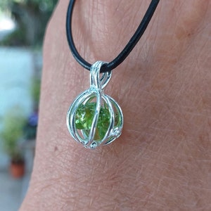Peridot 925 Silver Cage Pendant with four stone, Peridot Round Shape Pendant, Ball Cage Pendant  Peridot Stone