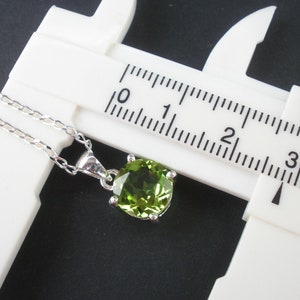 Gemstone Peridot 9.0mm Faceted Round Gemstone 925 Sterling Silver Pendant with Chain, Peridot Faceted Pendant, August Birthstone image 7