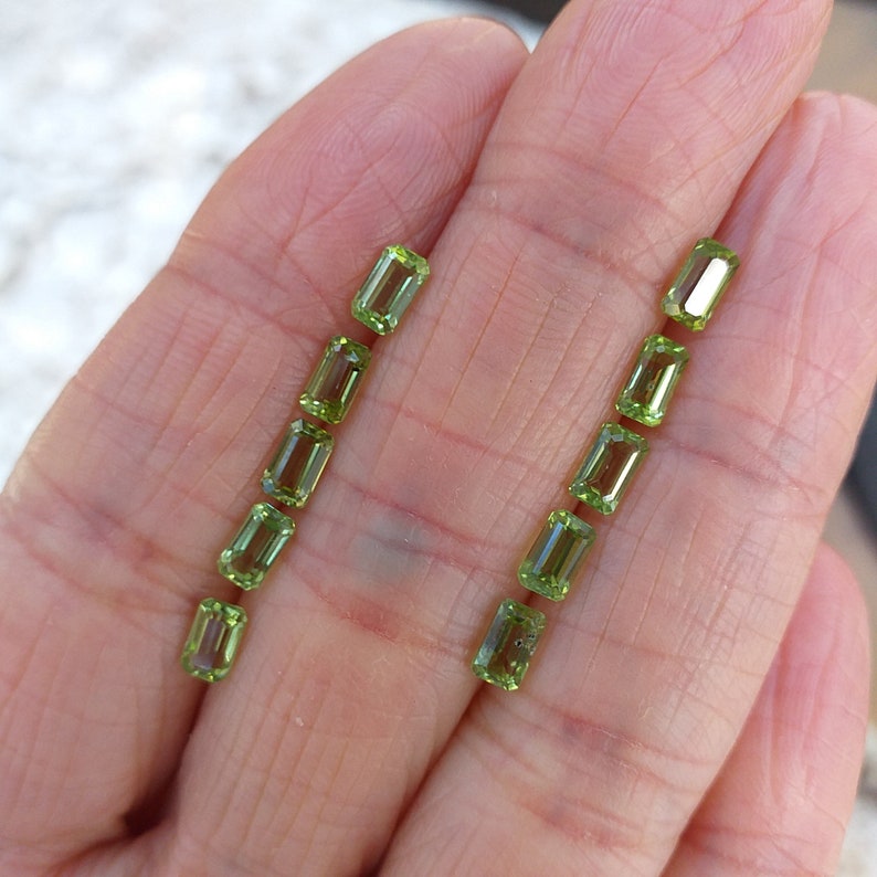 5x3mm Faceted Emerald Octagon Cut Shape AA Grade Natural Gemstone Peridot / 1 to 10 Pieces WHOLESALE PRICING image 4