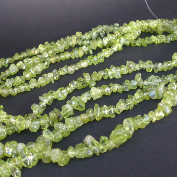 Grade A Natural Gemstone Peridot Chip Beads 35" Strand (PC33) Wholesale Pricing