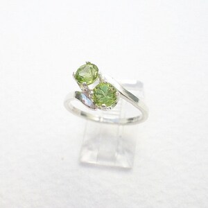 Natural Peridot Gem Stone 925 Sterling Silver Two 5mm Faceted Stone Ring, August Birthstone Peridot Stone image 3