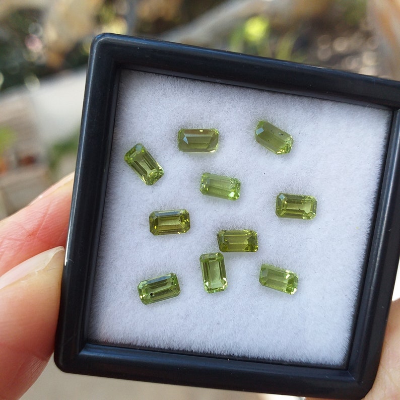 5x3mm Faceted Emerald Octagon Cut Shape AA Grade Natural Gemstone Peridot / 1 to 10 Pieces WHOLESALE PRICING image 8