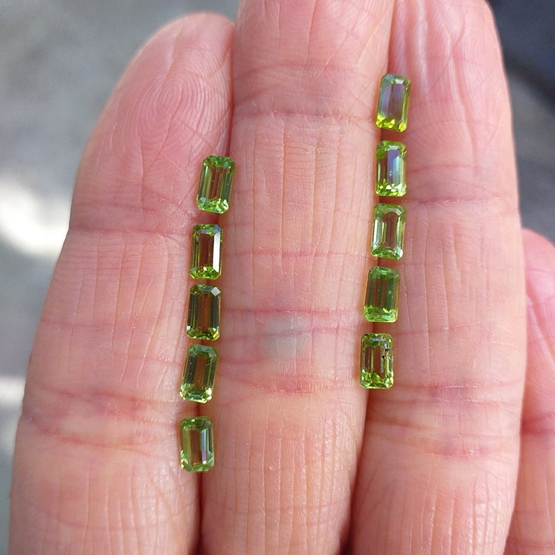 5x3mm Faceted Emerald Octagon Cut Shape AA Grade Natural Gemstone Peridot / 1 to 10 Pieces WHOLESALE PRICING image 7