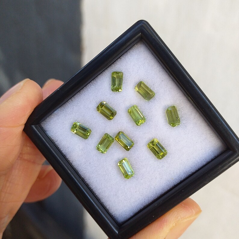 5x3mm Faceted Emerald Octagon Cut Shape AA Grade Natural Gemstone Peridot / 1 to 10 Pieces WHOLESALE PRICING image 3