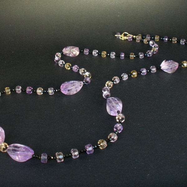 Amethyst and Ametrine Long Necklace, 31" (79cm) Ametrine Long Necklace, Amethyst Long Necklace, February Birthstone, Eye-Catching Necklace