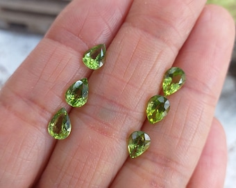 7x5mm Faceted Pear or Tear Drop shape AA Grade Natural Gemstone Peridot / 1 to 10 Pieces WHOLESALE PRICING