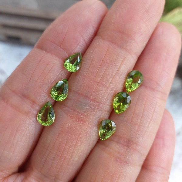 7x5mm Faceted Pear or Tear Drop shape AA Grade Natural Gemstone Peridot / 1 to 10 Pieces WHOLESALE PRICING
