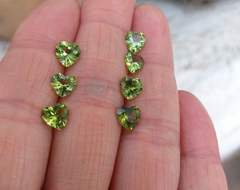 6x6mm Faceted Heart AA Grade Natural Gemstone Peridot / 1 to 6 Pieces or More WHOLESALE PRICING