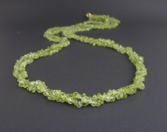 Gemstone Peridot Two Strand Necklace 28 inches, August Birthstone, Peridot Braided Necklace, Peridot Stone