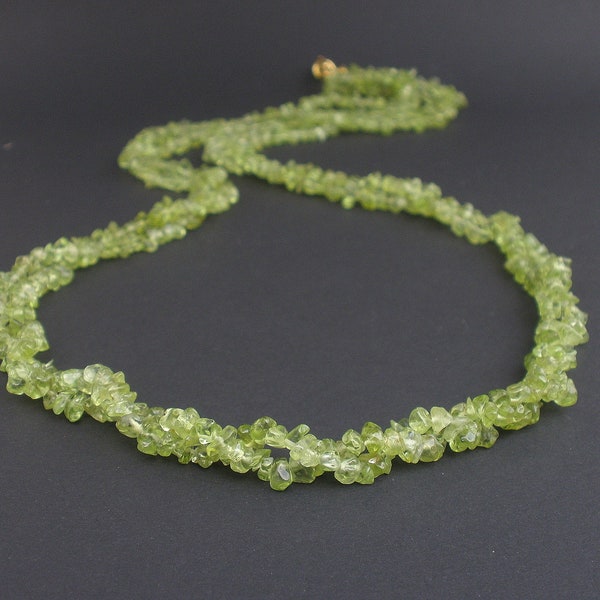 Gemstone Peridot Two Strand Necklace 28 inches, August Birthstone, Peridot Braided Necklace, Peridot Stone