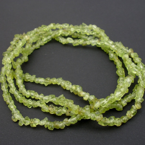 Natural Gemstone Peridot Raw 4mm Beads - 36" Strand - 1 to 3 Stands at FACTORY DDIRECT WHOLESALE Price