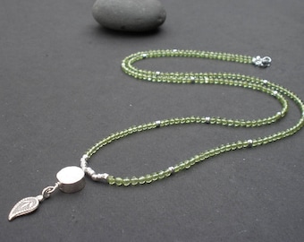 Natural Gemstone Arizona Peridot, Karen Hill Tribe Silver Pendant Necklace, August Birthstone