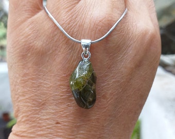 Arizona San Carlos Raw Peridot Polished Pendant 925 Sterling Silver  PP50, 18.05 carets, Raw Peridot Pendant, August Birthstone