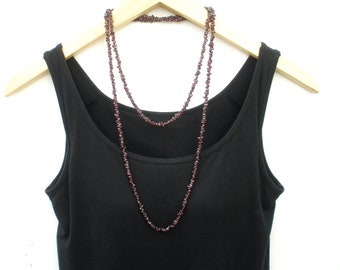 Red Garnet Endless Long Necklace 50 inches, Garnet Double Long Wrap Necklace, Garnet Stone