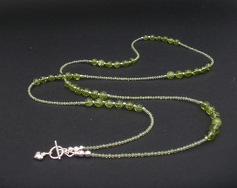 Arizona Peridot AA Grade Round Beads 6mm Hill Tribe Silver Long Necklace, Peridot Long Necklace, Peridot Round Beads, Big Size Peridot