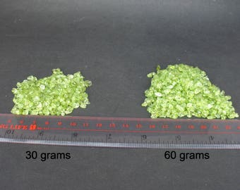 Peridot Stone Drilled Tumble Polished - Nuggets - Chips - 30 or 60 Gram / 1 or 2 Ounces Gemstone Peridot PT65 - Wholesale Pricing