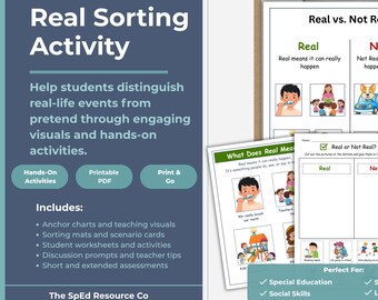 Real vs. Not Real Sorting Activity | Critical Thinking & Social Thinking Cards, K-2