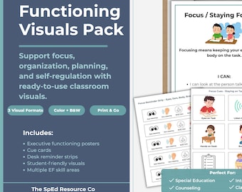 Executive Functioning Visuals Pack for Special Education | Self Regulation & Independent Work Supports, K-4