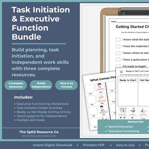 Task Initiation Bundle Special Education | Executive Functioning Activities K-4 | Independence Skills IEP | Ready Not Ready SpEd
