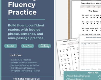 Leseflüssigkeitsübungspaket für den Förderunterricht | Differenzierte Phrasen, Sätze und Texte, K-4
