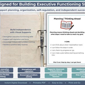 Ensemble de supports visuels sur les fonctions exécutives pour l'éducation spécialisée | Soutien à l'autorégulation et au travail autonome, de la maternelle à la 4e année image 3