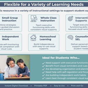 Ensemble de supports visuels sur les fonctions exécutives pour l'éducation spécialisée | Soutien à l'autorégulation et au travail autonome, de la maternelle à la 4e année image 5
