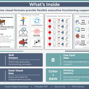 Ensemble de supports visuels sur les fonctions exécutives pour l'éducation spécialisée | Soutien à l'autorégulation et au travail autonome, de la maternelle à la 4e année image 2